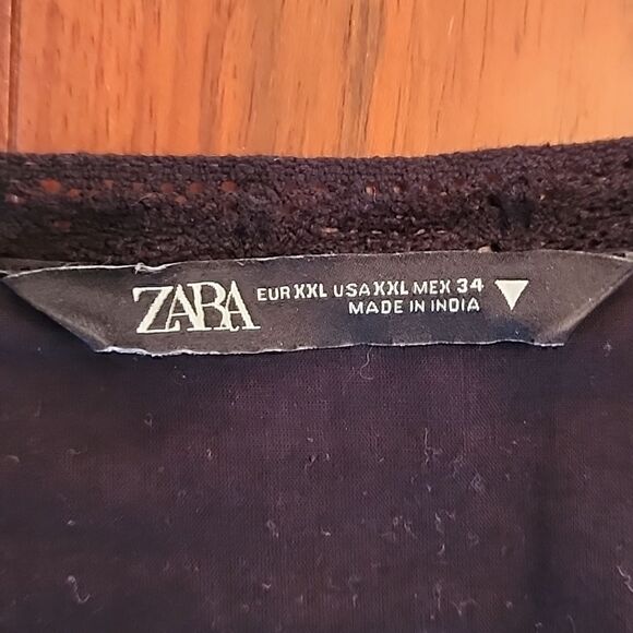 Black Babydoll Mini Textured Boho Zara V Neck Puffed Sleeve Dress XXL - Picture 2 of 4